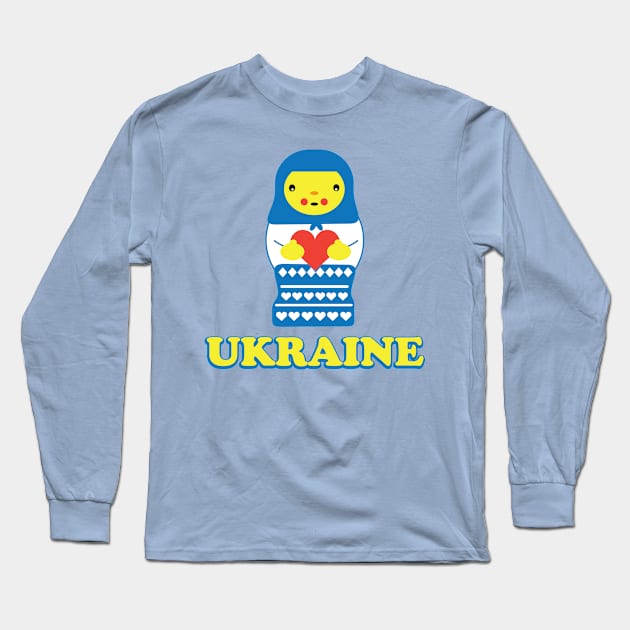 I heart Ukraine, l Support Ukraine, matryoshka wearing a babushka, Ukraine gift idea Long Sleeve T-Shirt by penandinkdesign@hotmail.com